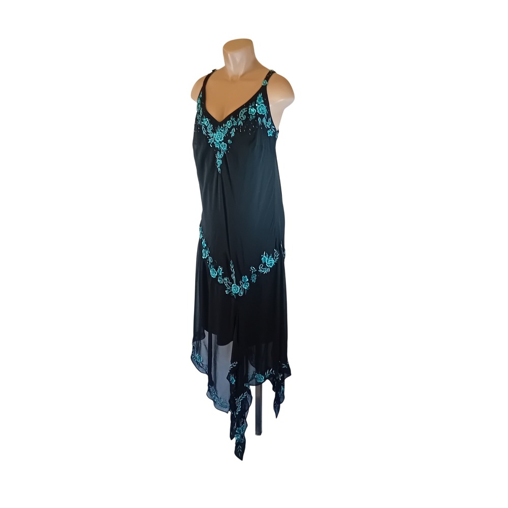Vintage 90s R&M Richards Plus Size Cocktail Dress Formal Floral Embroidered 22W - Picture 3 of 16